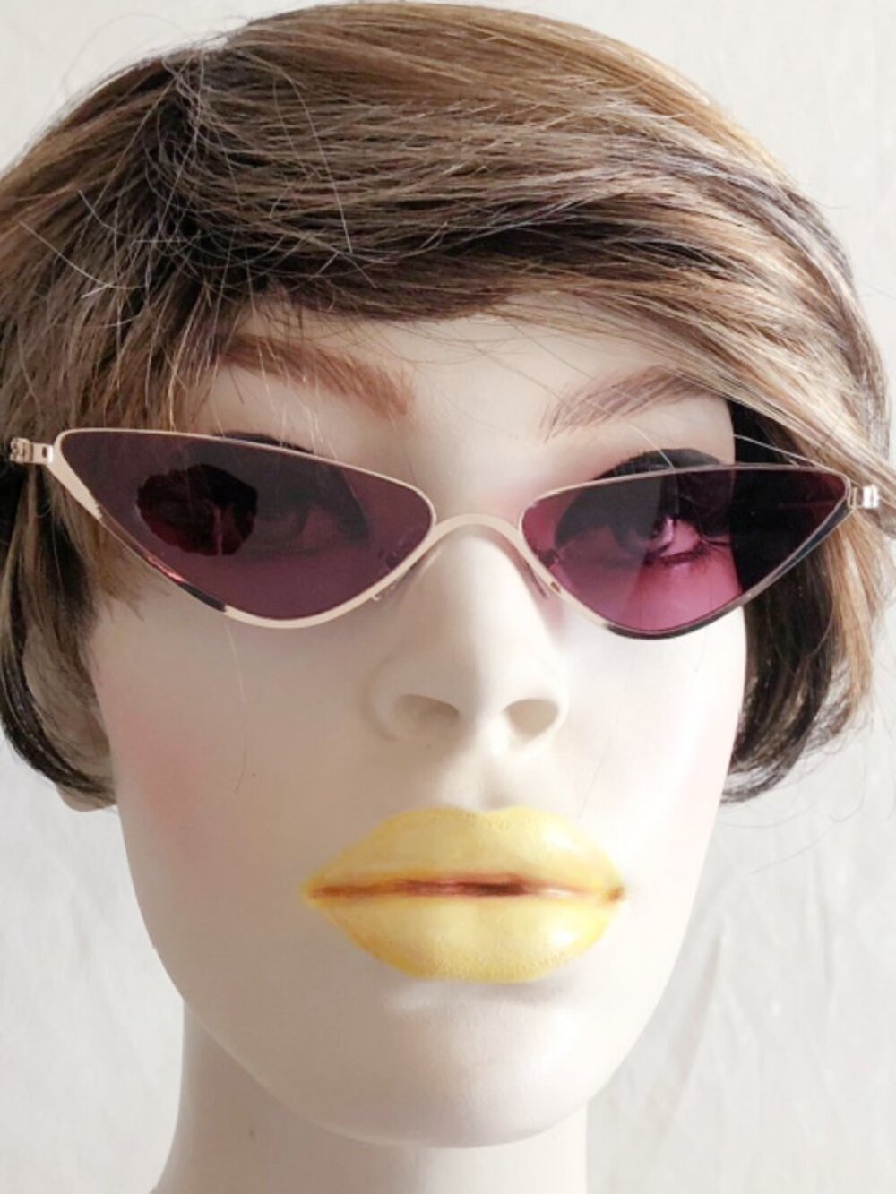 Slim Chrome Cat Eye Sunglasses Berry Purple